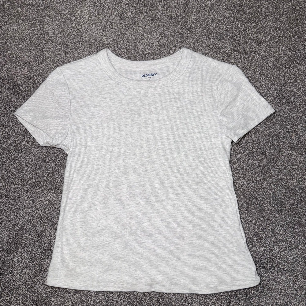 Old Navy Women's Light Grey Short Sleeve Snug Tee - Size Small